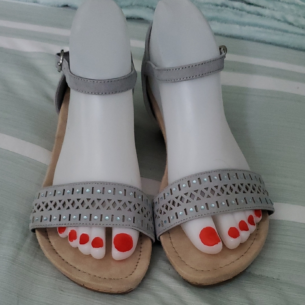 St. John's Bay Gray Open-Toe Ankle Strap Sandals